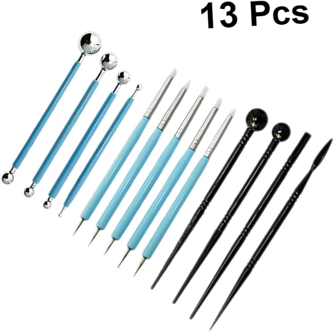 Zerodeko 13-Piece Fondant Sculpting Tools Kit for Cake Decoration Cake Engraving Pen Set Textured Edges for Pottery and Sugarcraft Modeling