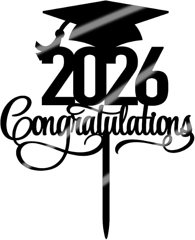 Acrylic 2026 Congratulations Graduation Cake Topper,Congrats Grad Cake Decor - 2026 High School/College/Senior Graduation Party Decorations Supplies(2026Congratulations Acrylic black)
