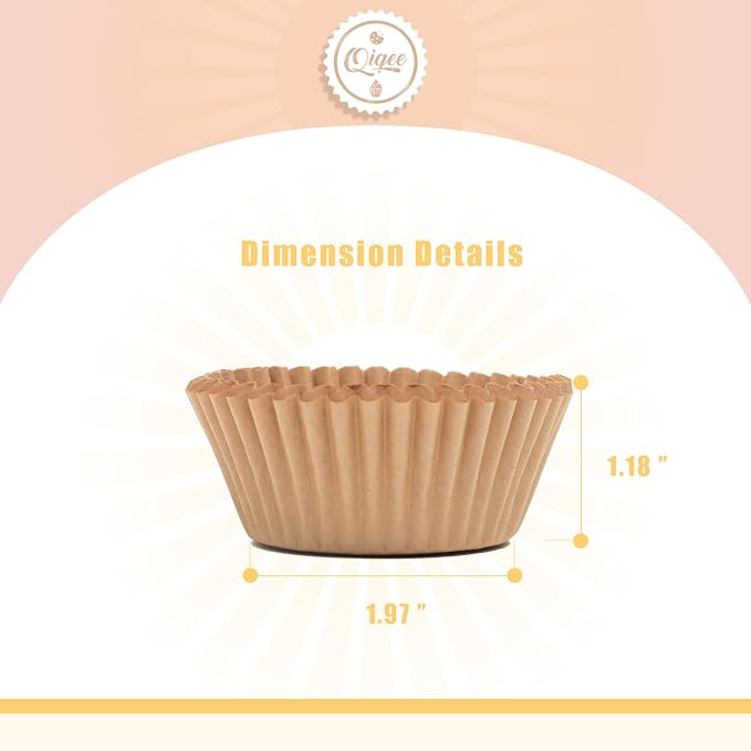 qiqee 1000pcs Natural Cupcake Liners Muffin Linner No Smell, Food Grade Baking Cups（Standard Size）