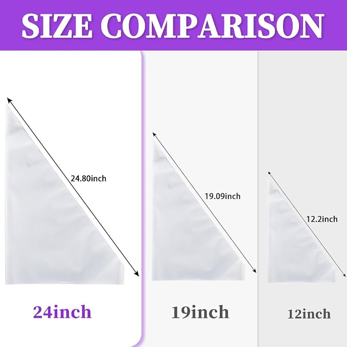 24 Inch Disposable Large Piping Bags,100 PACK Extra Large Thick Pastry Bags with 6 Bag Ties, Thickened Icing Bags,Cake Decorating Bags,Frosting Bags for Cake Decorating Cream Frosting
