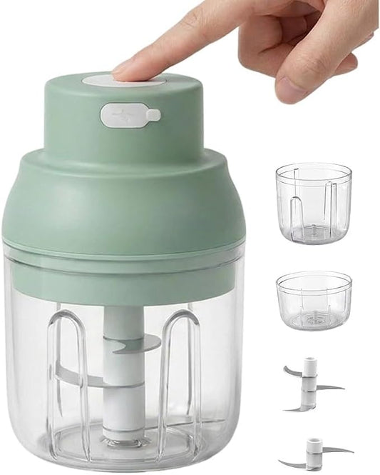 Electric Garlic Chopper, 2026 New Mini Food Processor, Rechargeable Cordless Garlic Mincer Onion Chopper, Portable Veggie Food Chopper for Ginger Chili Fruit Meat Kitchen Gadgets (Green, 100ml+250ml)