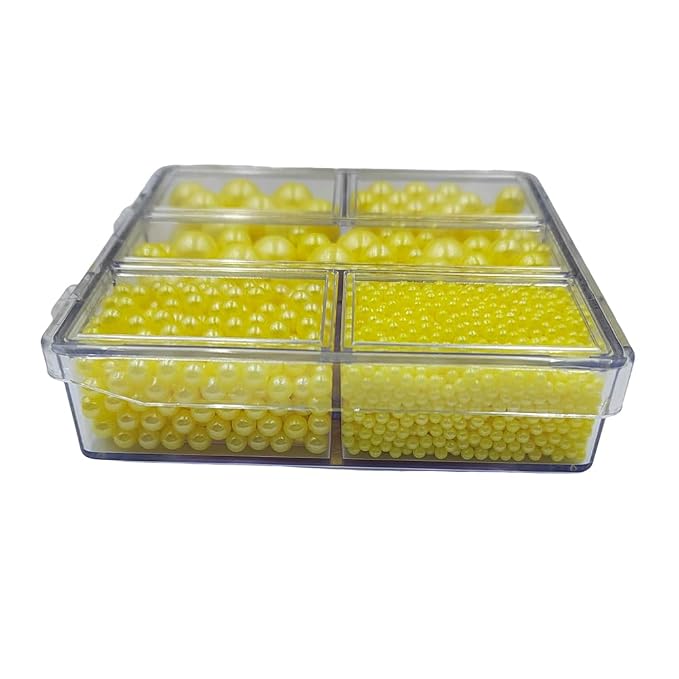 Yellow Pearl Sprinkles for Baking, 4 Sizes Mix Size, Edible Pearls for Cupcake Topper, Ice Cream, Cookie, Donuts, Cake Decorating (2mm, 4mm, 7mm, 10mm)
