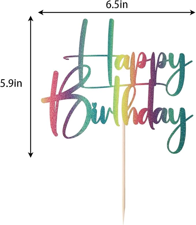 Gold Glitter Happy Birthday Cake Topper, Happy Birthday Cake Bunting Deco, Baby Gender Reveal Party/Anniversary Party Decoration Supplies -colour(7)