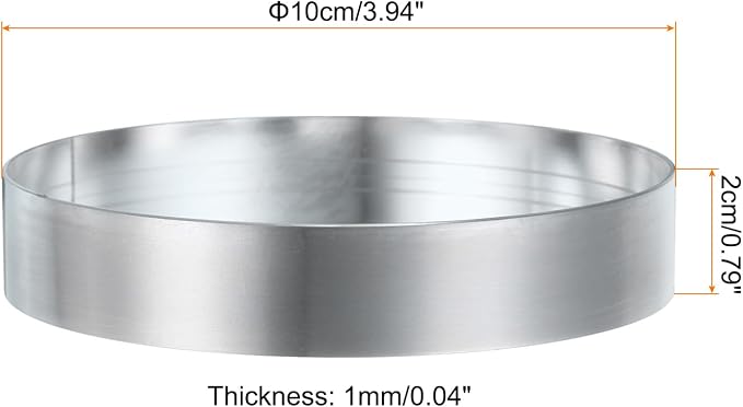 HARFINGTON 2Pcs Round Cake Ring 3.94 x 1 Inch Seamless Stainless Steel Pastry Mousse Dessert Ring Mirror Coating for Baking Cooking English Muffins Crumpet Making Tool