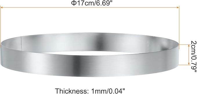 HARFINGTON 2Pcs Round Cake Ring 6.69 x 1 Inch Seamless Stainless Steel Pastry Mousse Dessert Ring Mirror Coating for Baking Cooking English Muffins Crumpet Making Tool