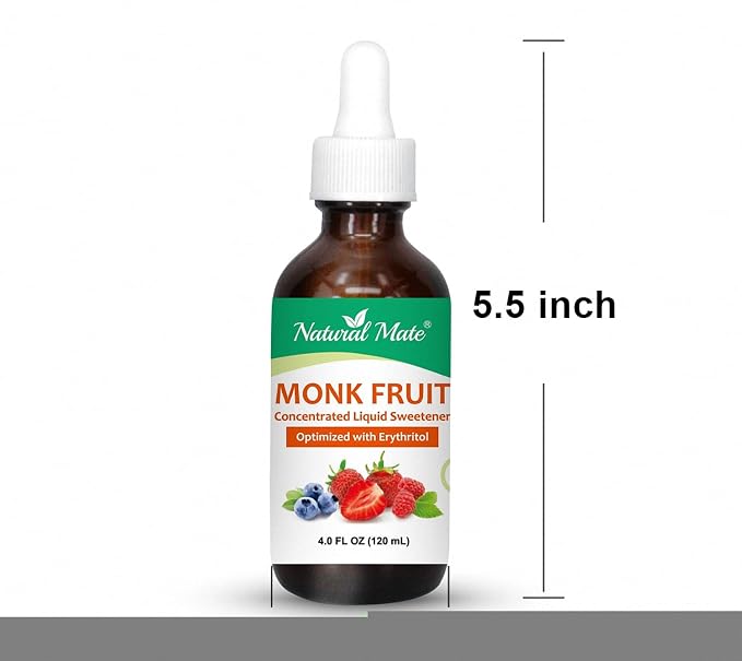 Monk Fruit Liquid Sweetener (Optimized with Erythritol) 4 FL OZ (120 mL) – Glass Bottle | 1 Pack