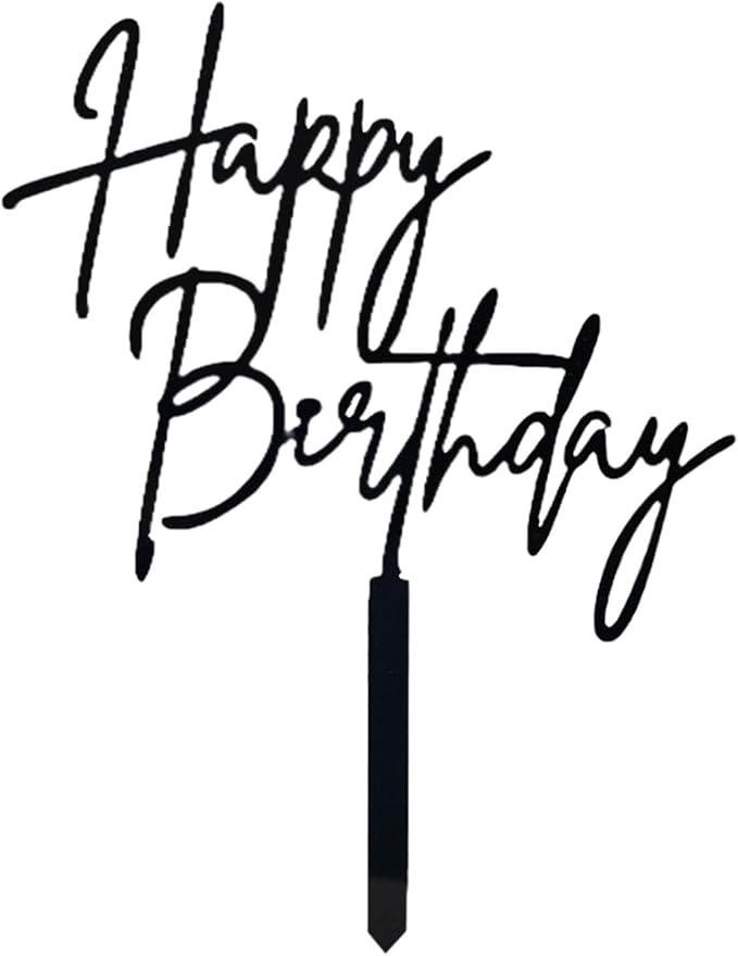 Happy Birthday Acrylic Cake Topper Birthday Party Decorations Cupcake Toppers Decorations Supplies (Black 6)