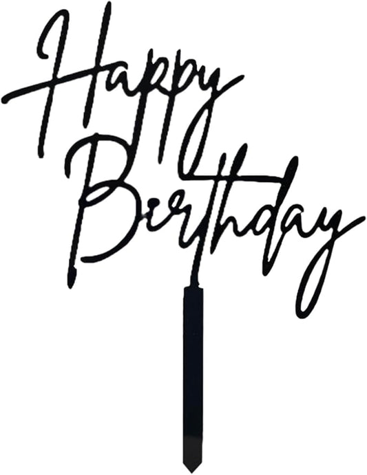 Happy Birthday Acrylic Cake Topper Birthday Party Decorations Cupcake Toppers Decorations Supplies (Black 6)