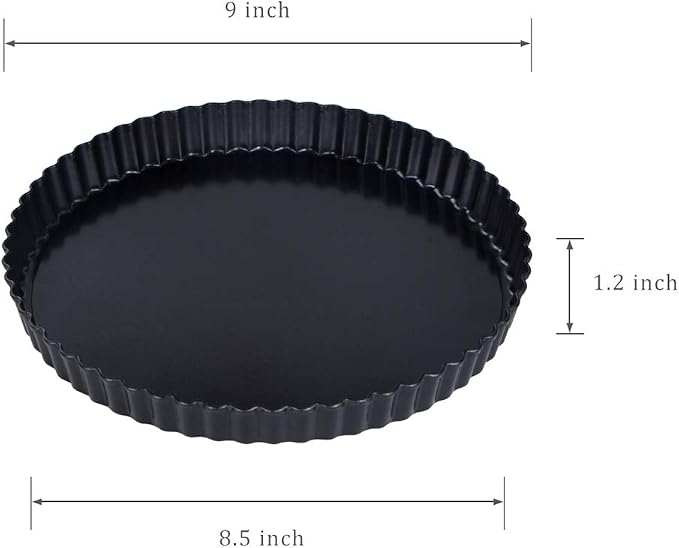 Webake 9 Inch Round Tart Pan with Removable Loose Bottom, Non-stick Carbon Steel Fluted Flan Quiche Pan Large Tart Tin