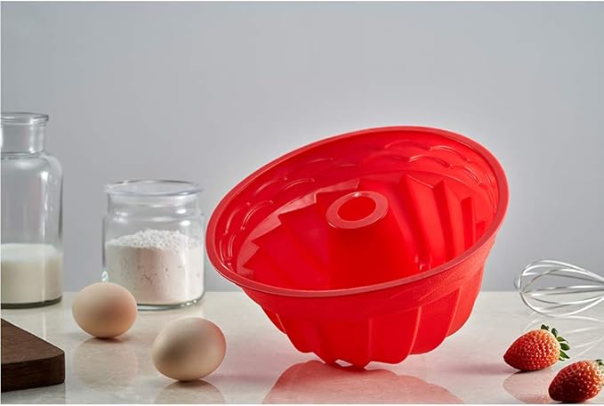 IELEK Silicone Fulted Pan Cake Nonstick Jello Molds Tube for Baking Cake, Jello, Gelatin, Bread, Para Gelatinas