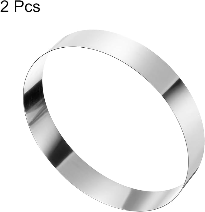 HARFINGTON 2PCS Round Cake Ring 11 x 2 Inch Seamless Stainless Steel Pastry Mousse Dessert Ring Mirror Coating for Baking Cooking Making Tool