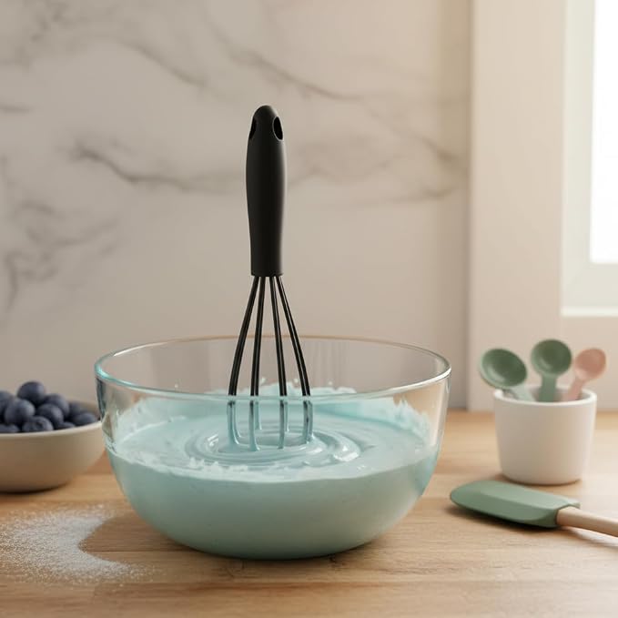Mini Silicone Whisk, Egg Beater and Blender for Baking and Cooking, 6 Inch Compact Design, Dishwasher Kitchen Utensils