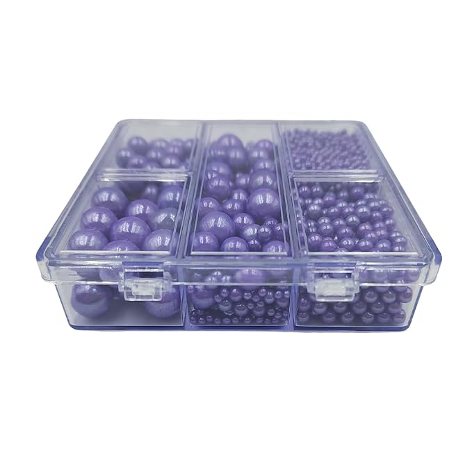 Purple Pearl Sprinkles for Cake Decorating, 4 Sizes Mix Size Sugar Pearls for Cupcake Topper, Ice Cream, Donuts, Baking Decoratings (2mm, 4mm, 7mm, 10mm)