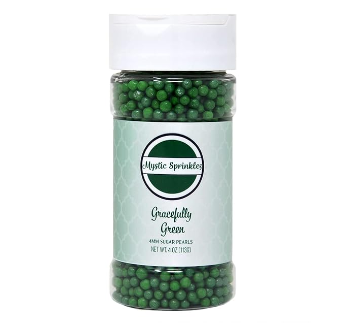 Mystic Sprinkles 4mm Sugar Pearls 4oz Bottles (Gracefully Green 4mm Sugar Pearls 4oz)