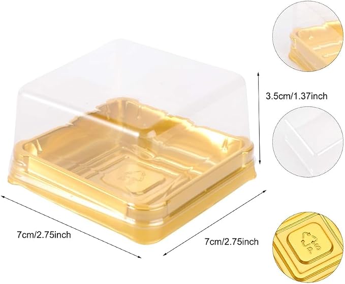 Clear Plastic Mini Cake Boxes, Square Cupcake Holders, Mini Dessert Packaging with Lids for Cupcakes, Macarons, Muffins Baking Gifts (25 Pack)