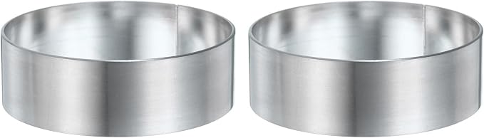 HARFINGTON 2Pcs Round Cake Ring 2.36 x 1 Inch Seamless Stainless Steel Pastry Mousse Dessert Ring Mirror Coating for Baking Cooking English Muffins Crumpet Making Tool