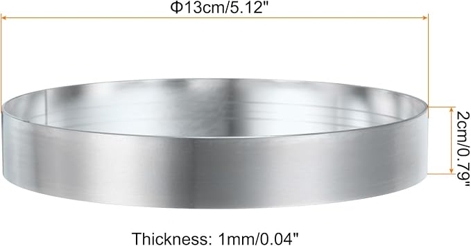 HARFINGTON 2Pcs Round Cake Ring 5.12 x 1 Inch Seamless Stainless Steel Pastry Mousse Dessert Ring Mirror Coating for Baking Cooking English Muffins Crumpet Making Tool