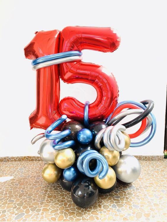 Red Number 5 Balloon 40 Inch, 5th Birthday Party Decorations for Children, Giant 5 Foil Balloon for Party Supplies