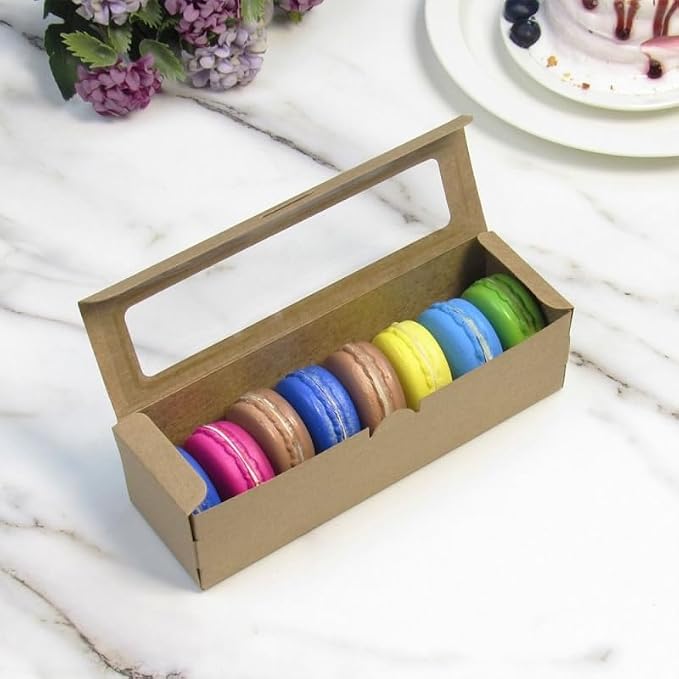 20 Pcs Brown Kraft Muffin Boxes,2x2x7 Small Pastry Boxes with Window,Small Bread Box,For Macaron,Cookies,Candy,Chocolate,Baked Goods Packaging Takeout Boxes