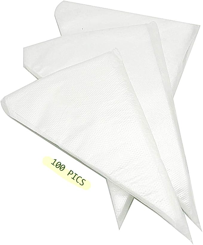 Pastry Piping Bags Set of 100 - Disposable Cake Decorating Bags - Thickened Icing Piping Bag Cake Cupcake Decorating Bags - Baking Cookie Candy Supplies Kit (10 Inch)