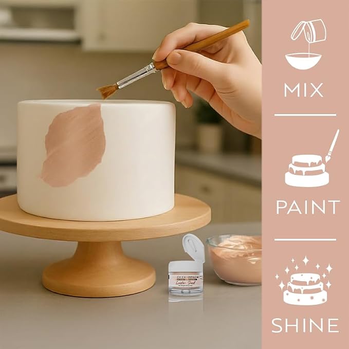 Luster Dust - Peach Champagne (4g 1x Jar) | Edible Vegan Dust & Paint for Cake Decorating, Ice Cream, Desserts, Cocktails and Beverages by Bakell
