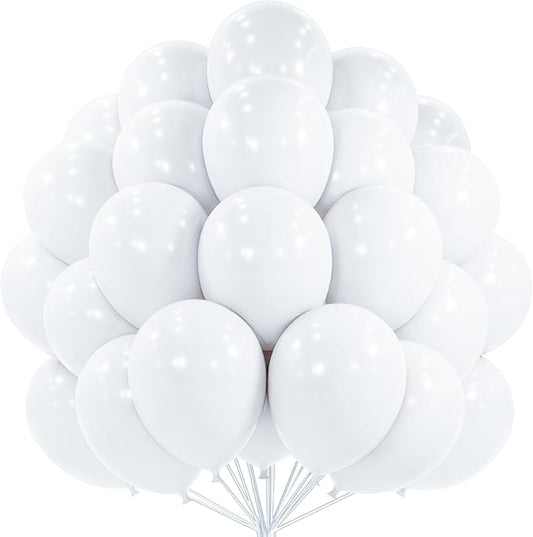 PartyWoo White Balloons 100 pcs 12 Inch Latex Helium Pastel White Balloons for Wedding Baby Shower Birthday Bridal Shower Graduation Engagement Princess Anniversary Party Decorations White-Y13