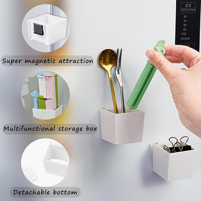 Ouliget Magnetic Refrigerator Sealing Clip,Chip Clips with Magnet Storage Box Fridge Magnets,Magnetic Wall Container Food Freshness Bag Clip for Kitchen Home,9Pieces