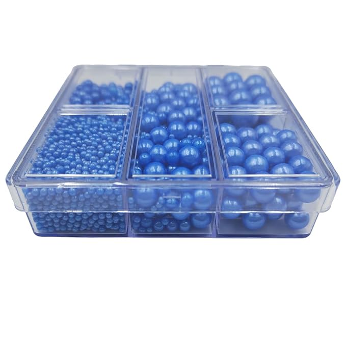 Blue Pearl Sprinkles for Cake Decorating, 4 Sizes Mix Size, Edible Pearls for Cupcake Topper, Ice Cream, Donuts, Baking Decoratings (2mm, 4mm, 7mm, 10mm)