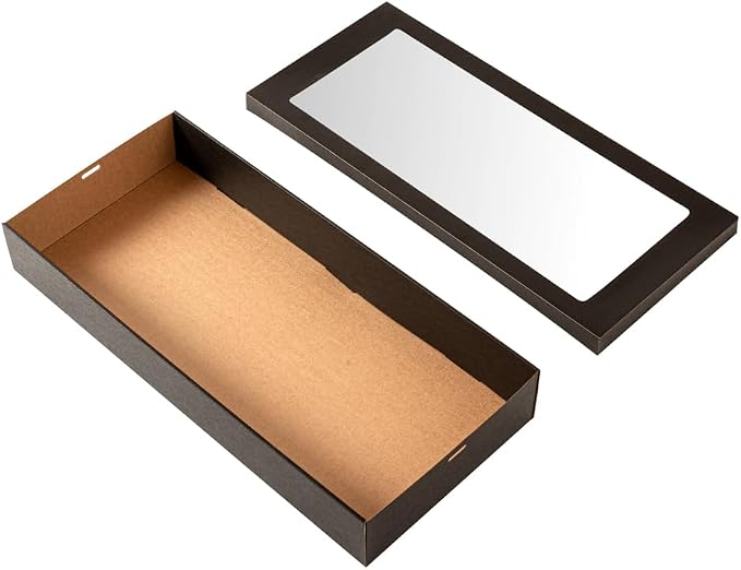Restaurantware Cater Tek 22.2 x 10 x 3.2 Inch Baked Goods Boxes 100 Greaseproof Pastry Boxes - Window Lids Insert Tab Lock Black Paper Catering Boxes Easy Assembly For Charcuterie Or Cupcakes