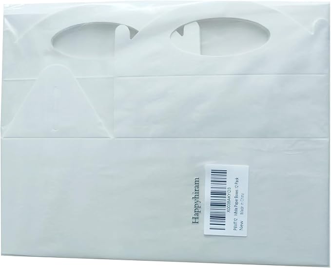 Happyhiram Party Favor Boxes White 12 Pcs, Small Treat Boxes with Handles 6 Inch Gable Candy Boxes Paper Gift Bags for Kids Birthday Baby Shower Bridal Shower and Wedding, 1 Count (Pack of 12)