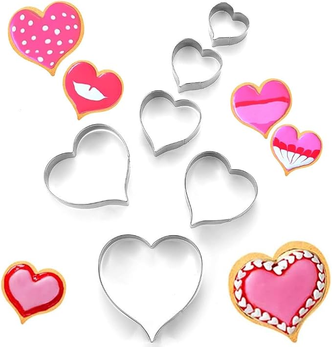 MrCookie Heart Cookie Cutters Set, 6pc Stainless Steel | 1.69" to 3.74", Sturdy