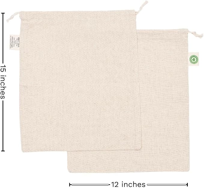 Reusable Linen Sourdough Bread Bags - 2 Pack Reusable, Undyed, Toxic-free, Washable and Perfect for Storing and Transporting Your Homemade Bread - Artisan Linen Bread Loaf Bags (2 Bags - 12”x15”)