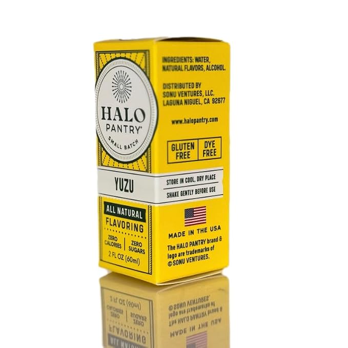 Natural YUZU Flavoring Extract by HALO PANTRY (2oz bottle) | Water-Soluble, Dye-Free/Colorless, Gluten-Free, Dairy Free, Zero Sugars, NO Sweeteners, NO Calories | Perfect for customizing ANY baking, candy, dessert or drink recipes