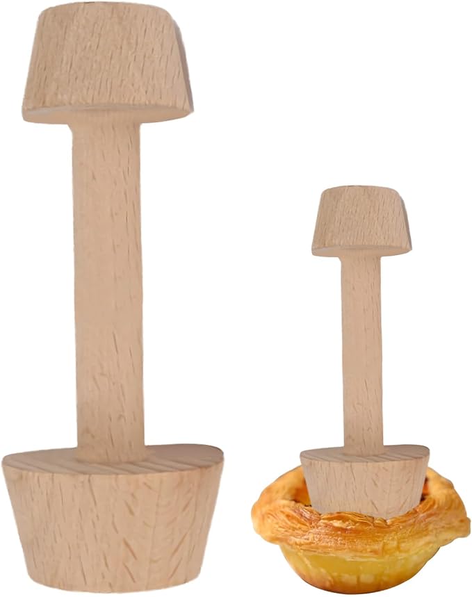 Wooden Tart Tamper,Pie Pastry Dough Tamper,Tart Pan Mold Cake Pastry Baking Tool for Tart, Cheesecakes, Pasta,Baking (small double head)
