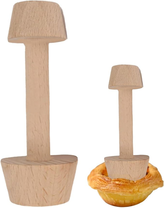 Wooden Tart Tamper,Pie Pastry Dough Tamper,Tart Pan Mold Cake Pastry Baking Tool for Tart, Cheesecakes, Pasta,Baking (small double head)