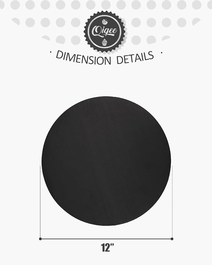 qiqee 12 Inch Black Cake Boards Round 40-Packs Circles Rounds Base Food-Grade Cardboard Cake Plate（Thinner But Stronger）