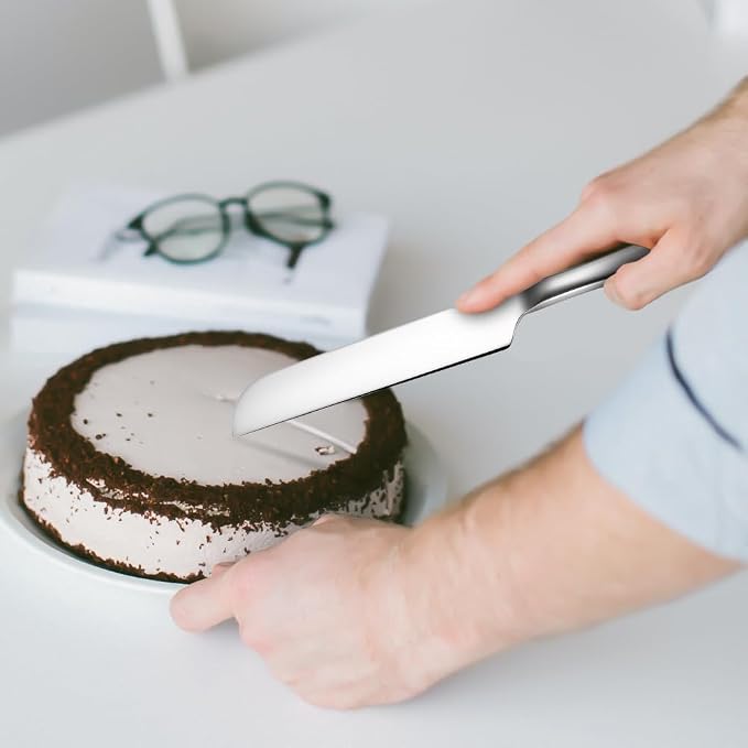 Wedding Cake Knife and Server Set,Stainless Steel Cake Cutting Set,2Pcs Silver Include 10.63" Cake Cutter And 9.06" Cake Server for Wedding, Birthday, Parties and anniversary
