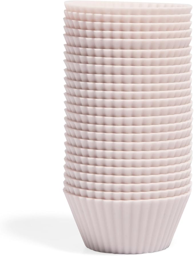 The Silicone Kitchen Reusable Silicone Baking Cups, Non-Toxic, BPA Free, Dishwasher Safe, Mini, 24 Pack, Designer White
