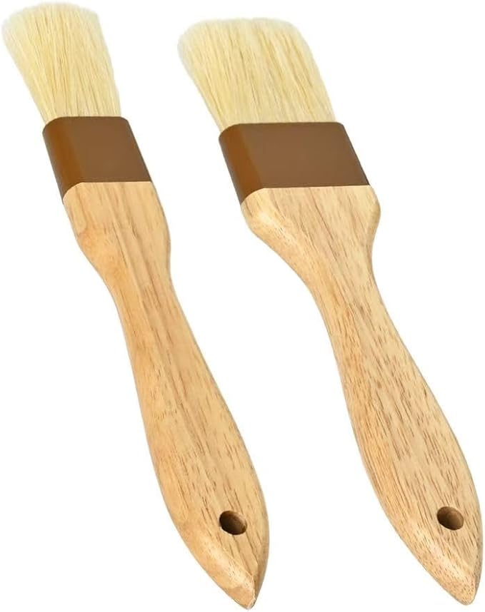2 pcs Pastry Brush, Natural Bristle Basting Brush for Cooking and Baking, Premium BBQ Brushes for Butter, Oil, Egg, Sauce, Turkey, Marinade and Kitchen Food by SFIUYLB