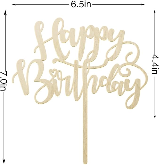 Handmade Glitter Happy Birthday Cake Topper,Birthday Party Cake Decorations, Anniversary/Birthday Party Decoration Supplies (Wooden)