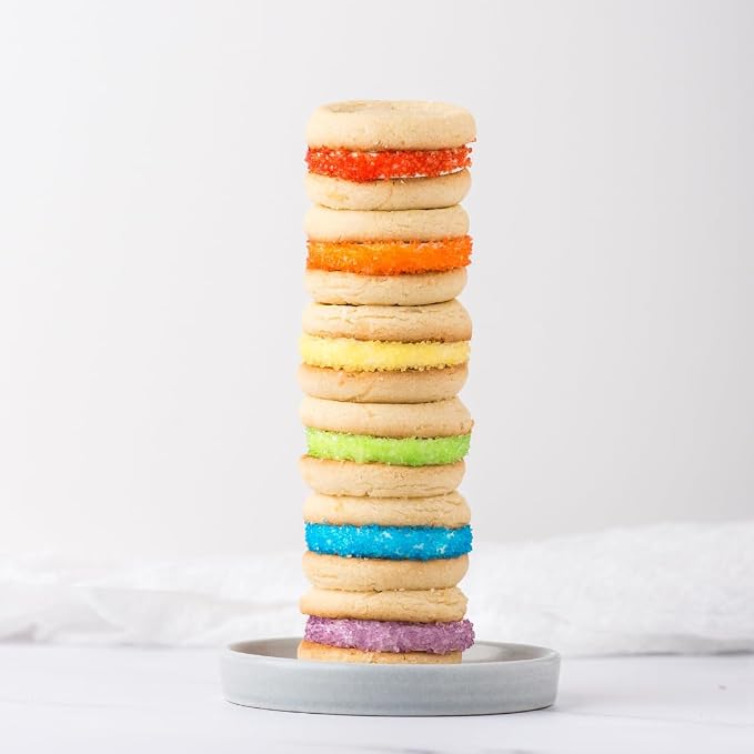 Sweets Indeed Rainbow Sanding Sugar 6 Cell Jar – Red Orange Yellow Green Blue Purple Decorating Sugar Crystals for Baking & Decorating Cupcakes, Cookies, Cakes & Desserts – 7.83 ounces