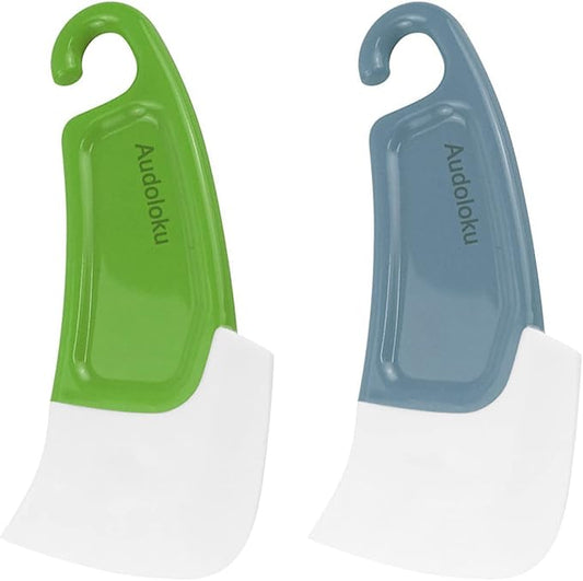 Silicone Pan Scraper Dish Cleaning Spatula Bowl Scraper Dish Scraper Non Stick Kitchen Scraper Pan Rubber Cleaning Spatula Pot Cleaning Tool 2 PCS (Green & Grey)