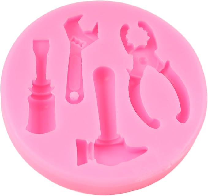 Hand Tools Silicone Mold Construction Tools Chocolate Fondant Molds Wrench Hammer Pliers Molds for Cake Decoration Cupcake Topper Candy Sugar Craft Polymer Clay Gum Paste