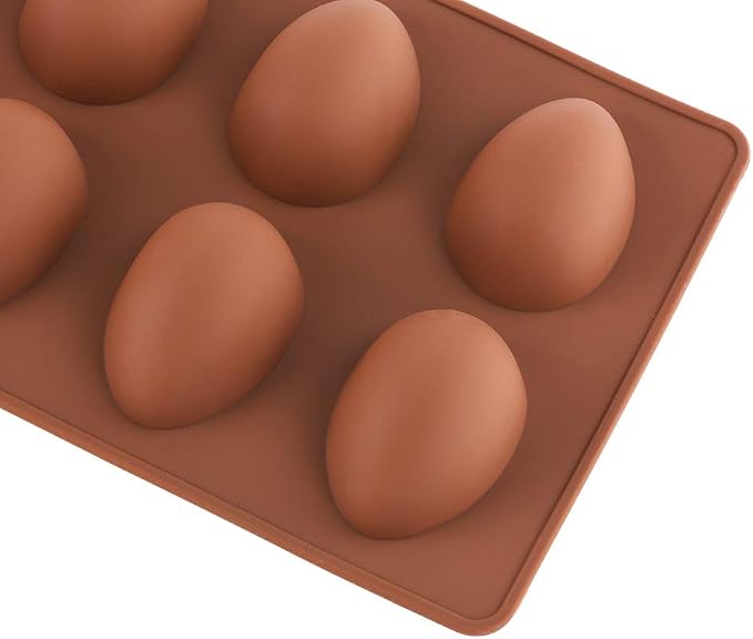 8 Cavity Silicone Egg Pan, Egg Tray, Egg Shape Ice Tray, Silicone Baking Supplies for Cake Decorating, Chocolate, Candy, Jello, Baking Pan for Muffin, Bread and More, Set of 2