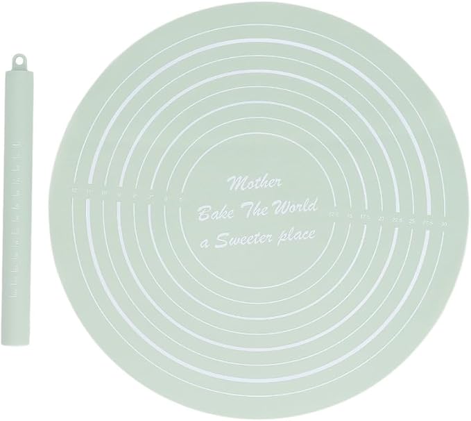 Measurement Markings and Non-Stick Mat – 13.19 Inch Dough Mat with Grid Guide for Baking, Pastry, Cookie Dough, Easy Clean Kitchen Accessory(Green)