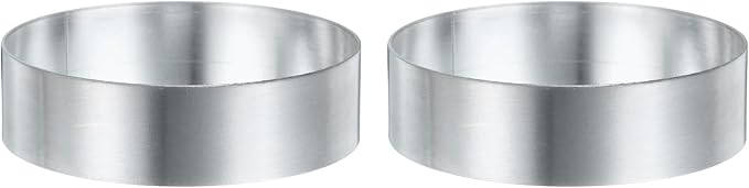 HARFINGTON 2Pcs Round Cake Ring 2.76 x 1 Inch Seamless Stainless Steel Pastry Mousse Dessert Ring Mirror Coating for Baking Cooking English Muffins Crumpet Making Tool