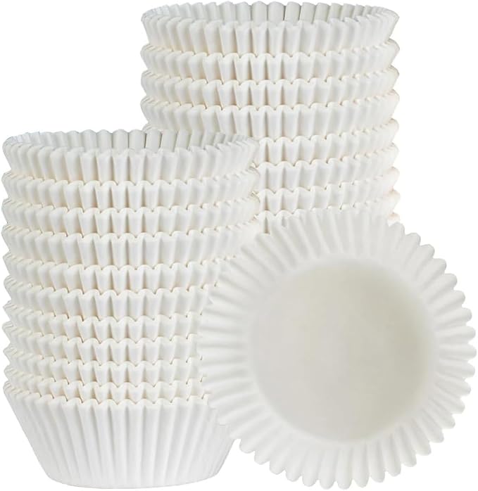 Caperci 300pcs Standard White Cupcake Liners for Baking - Odorless Greaseproof Paper Muffin Baking Cups for Wedding Birthday Party Baby Shower Festivals (White)