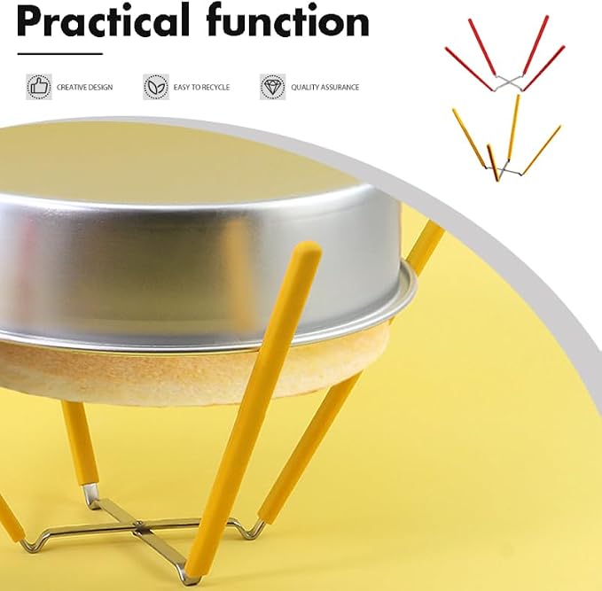 Kisangel 2Pcs Foldable Cake Cooling Rack, Inverted Stainless Steel Stand for Chiffon Cake, Collapsible Baking Tool with Silicone Feet, Stable Support for Desserts