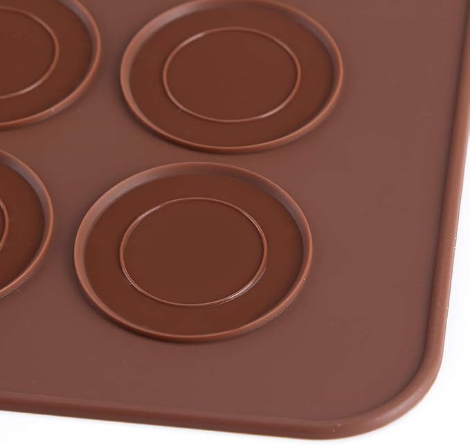 Cocoarm Macaron Silicone Mat, 48 Capacity Silicone Sheet Mat Baking Cookies Pastry DIY Bakeware Decorating Tools for 1.5" Macarons Making, 15.4 x 11.2inch (not include decorating pot)
