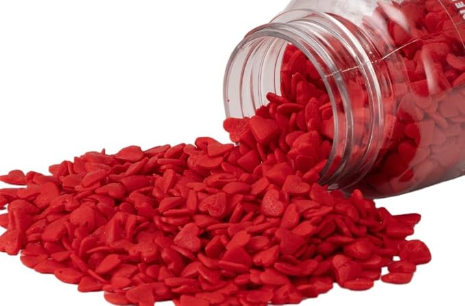EDIBLE ACCENTS RED HEARTS- Gluten-free, Egg Free, Nuts Free, Kosher, Sprinkle Medley Mix, For Baking, Decorating, Cookies, Cupcakes, Cakes, Topping, Jimmies, Sugar Shapes